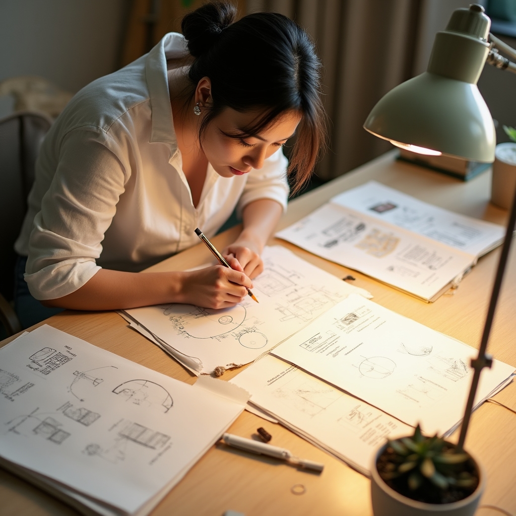 Designer working on circular product design documentation